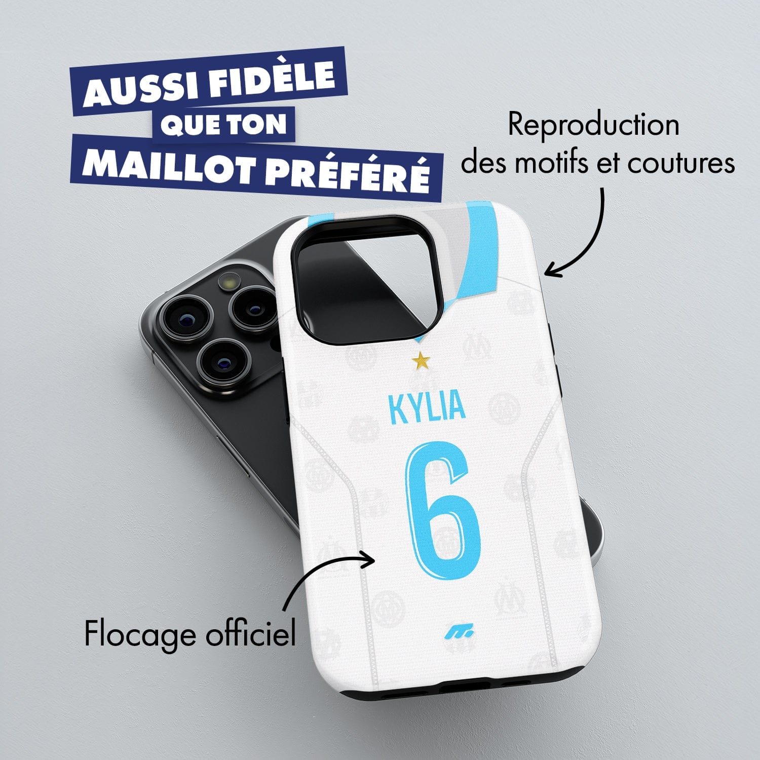 Coque Olympique de Marseille football personnalisable pour téléphone