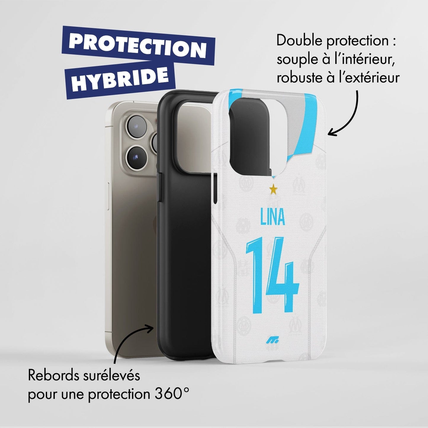 Coque Olympique de Marseille football personnalisable pour téléphone