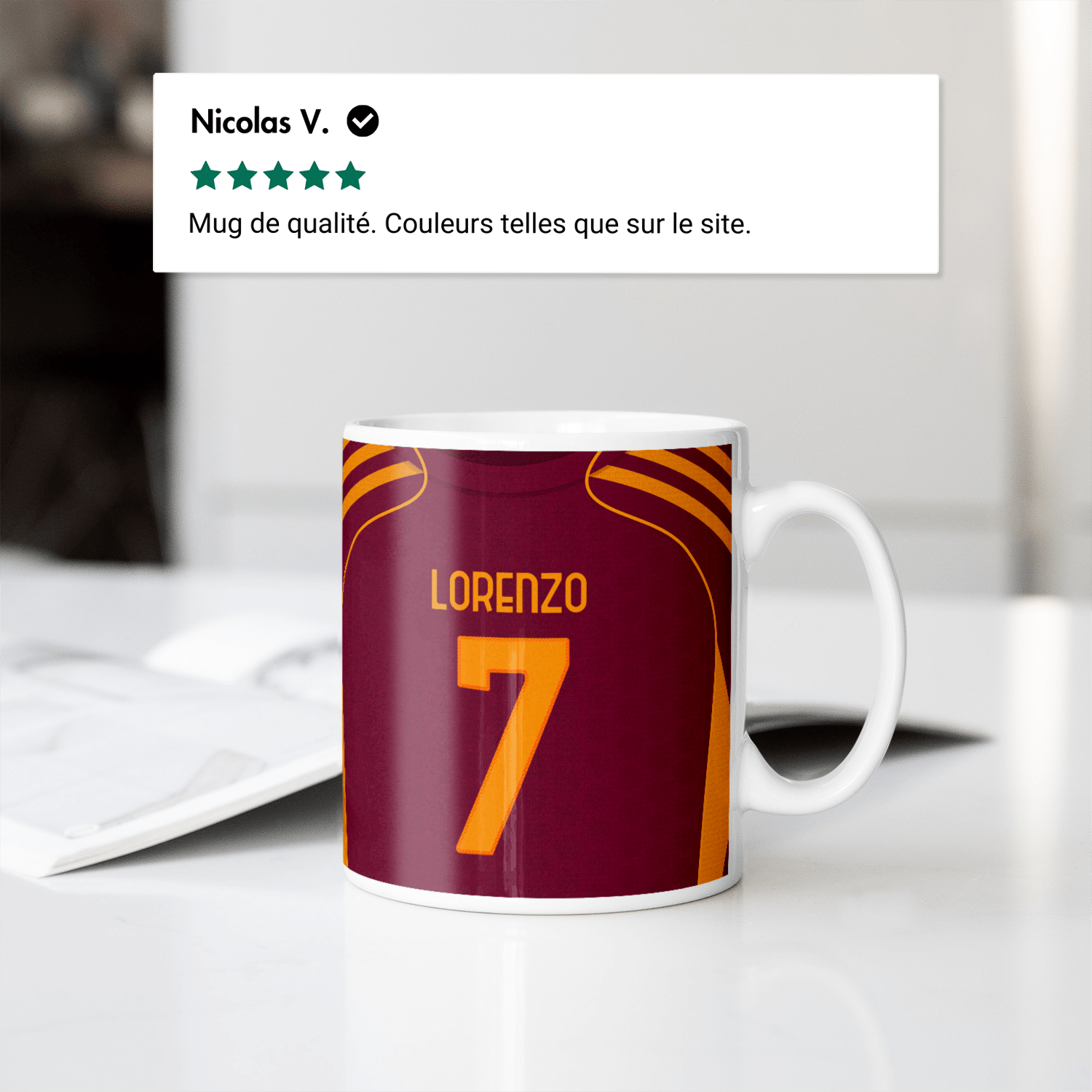 Mug AS Roma football personnalisable