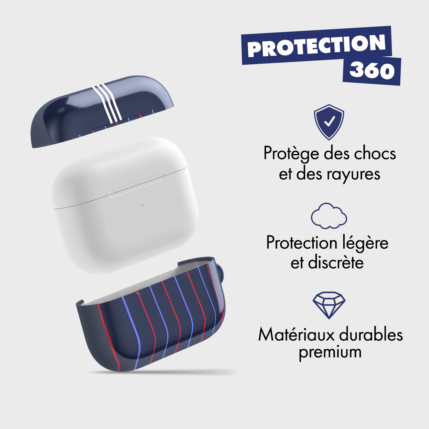 Coque pour AirPods & Samsung buds football Olympique lyonnais