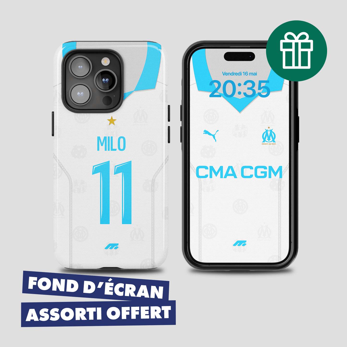 Coque Olympique de Marseille football personnalisable pour téléphone