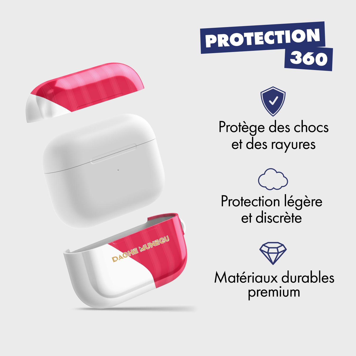 Coque pour AirPods & Samsung buds football AS Monaco