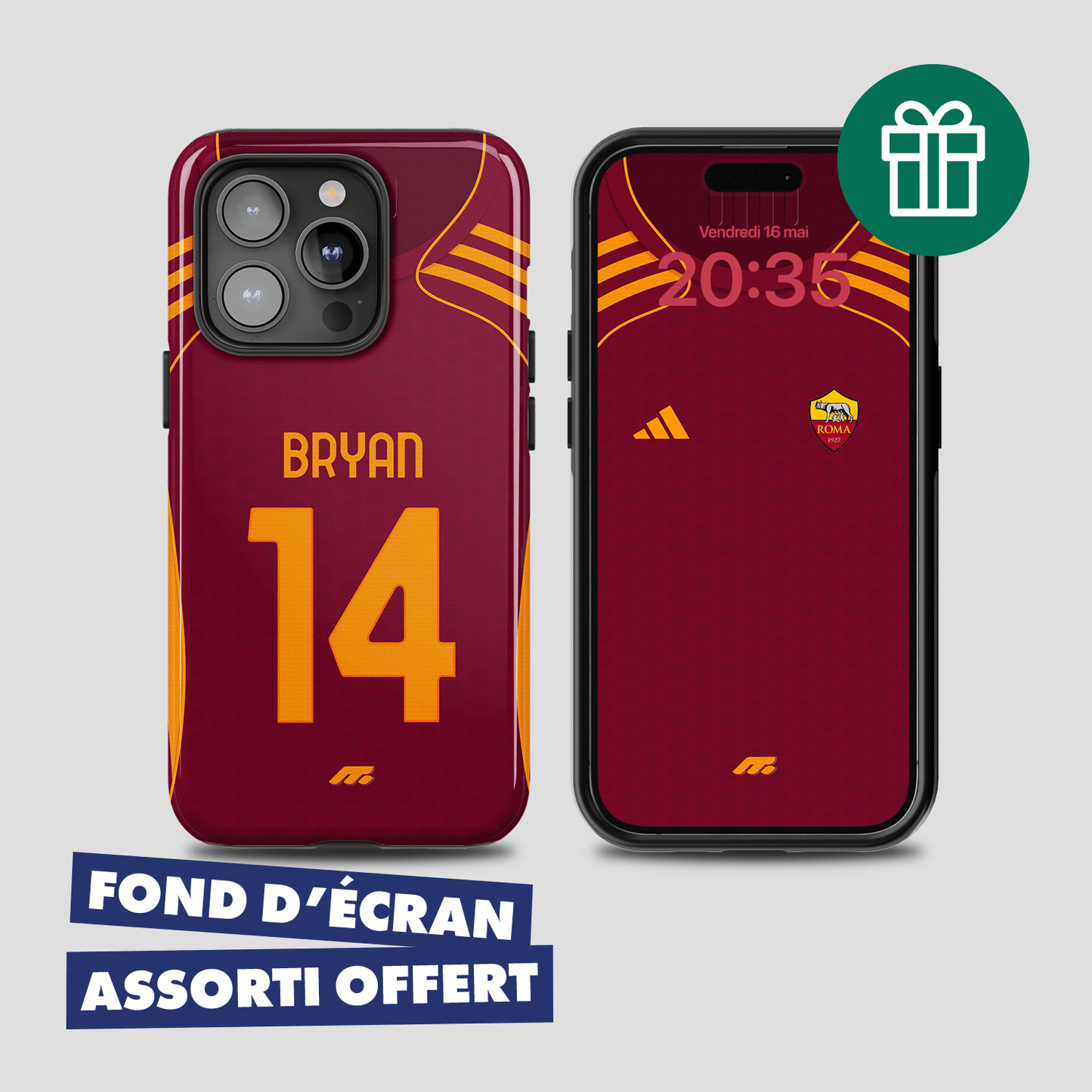 Coque de téléphone As Roma personnalisé de football