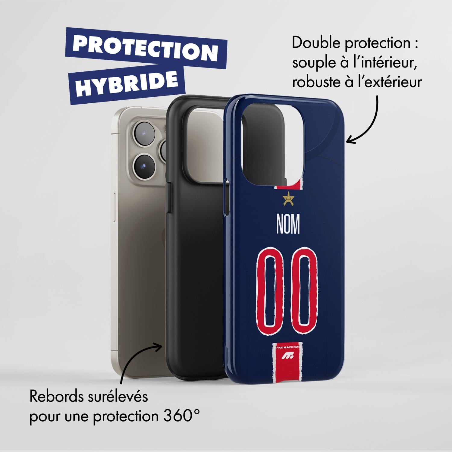 Coque PSG football personnalisable pour téléphone