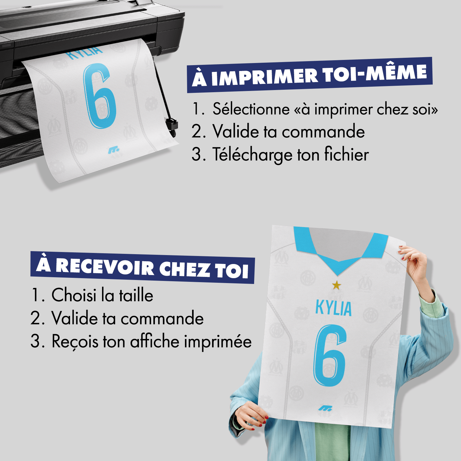 Affiche Olympique de Marseille football personnalisable à imprimer