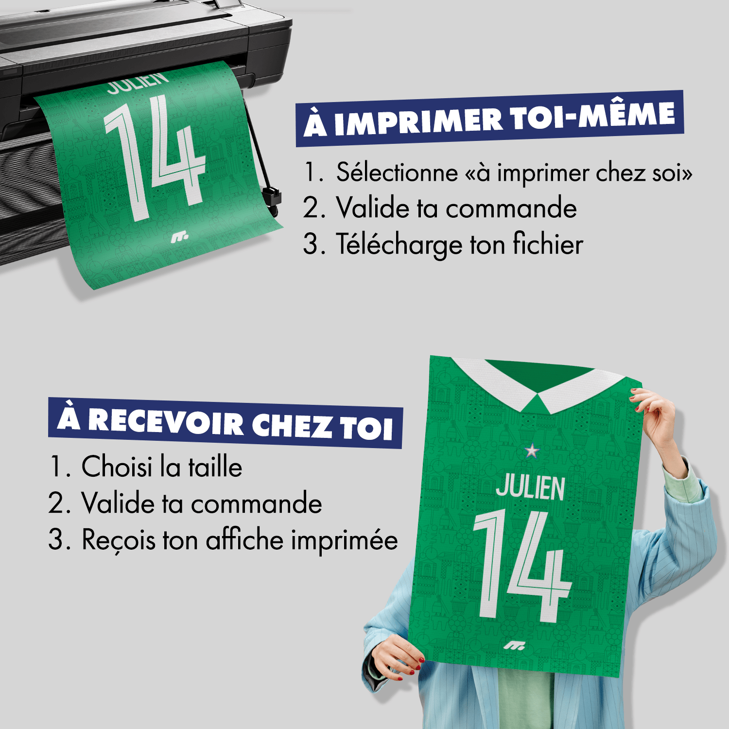 Affiche AS Saint-Etienne football personnalisable à imprimer