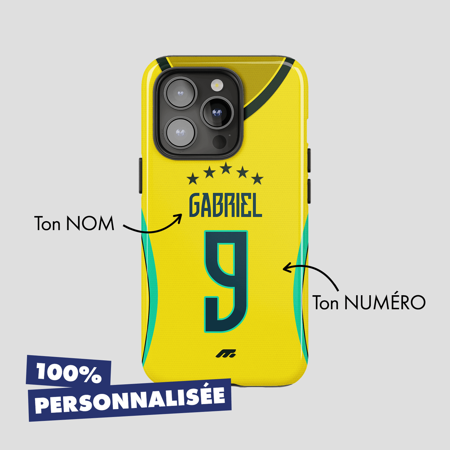 Coque Brésil football personnalisable pour téléphone - iPhone, Samsung, Google, Xiaomi, Oppo