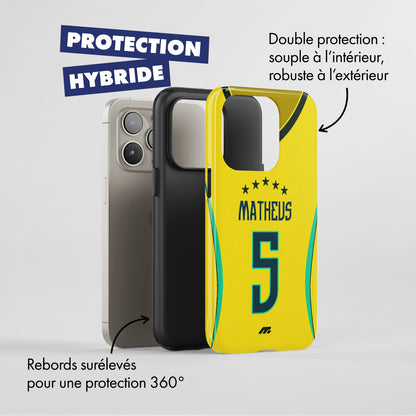 Coque Brésil football personnalisable pour téléphone - iPhone, Samsung, Google, Xiaomi, Oppo