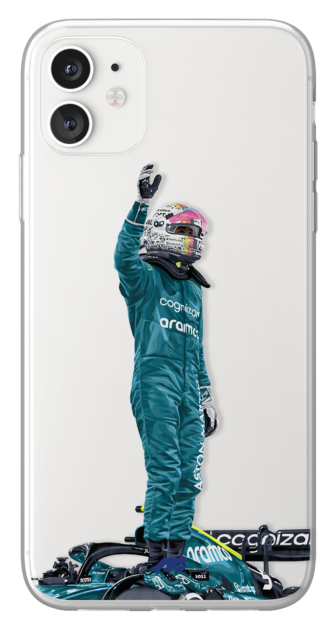 Coque de Sebastian Vettel avec Aston Martin, Etui de téléphone de Formule 1