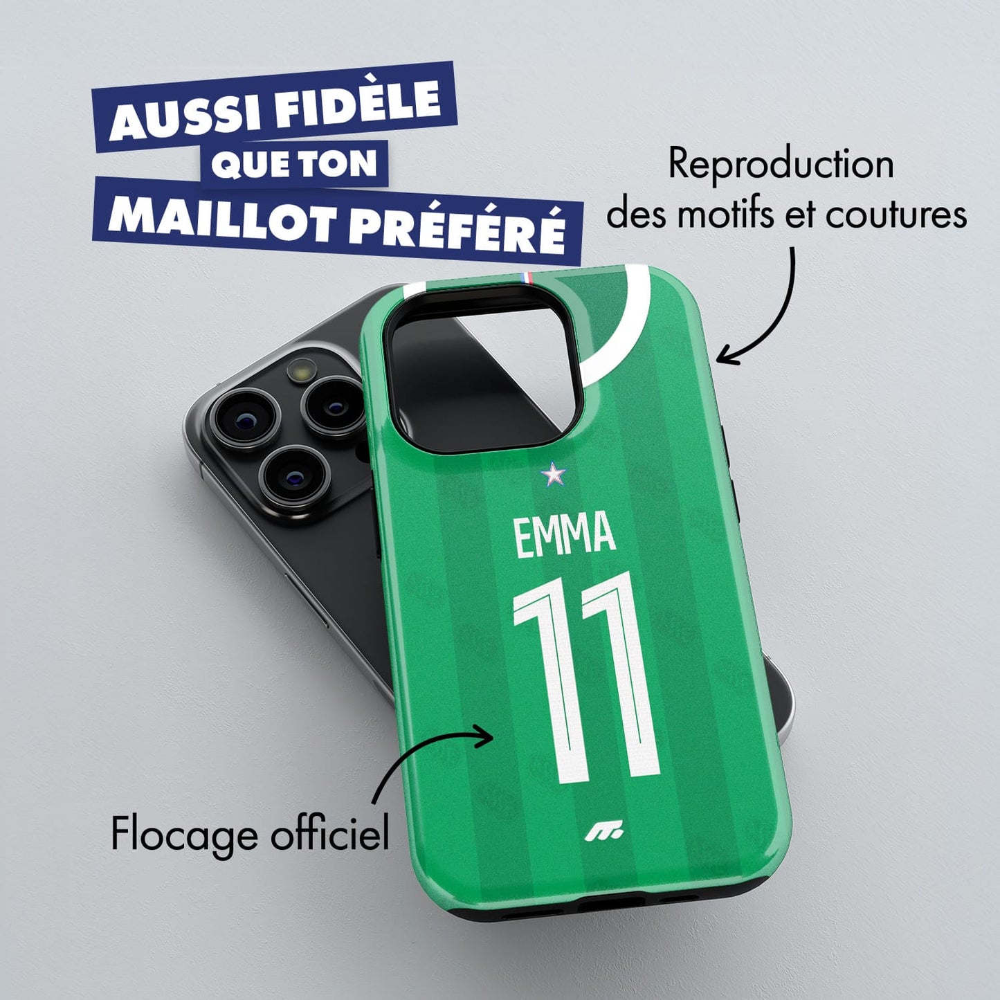 Coque de téléphone As Saint-Etienne personnalisé de football
