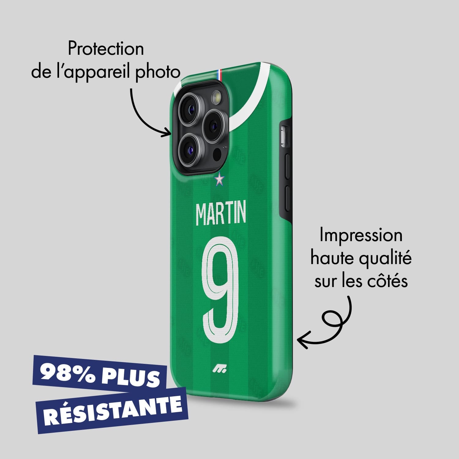 Coque de téléphone As Saint-Etienne personnalisé de football