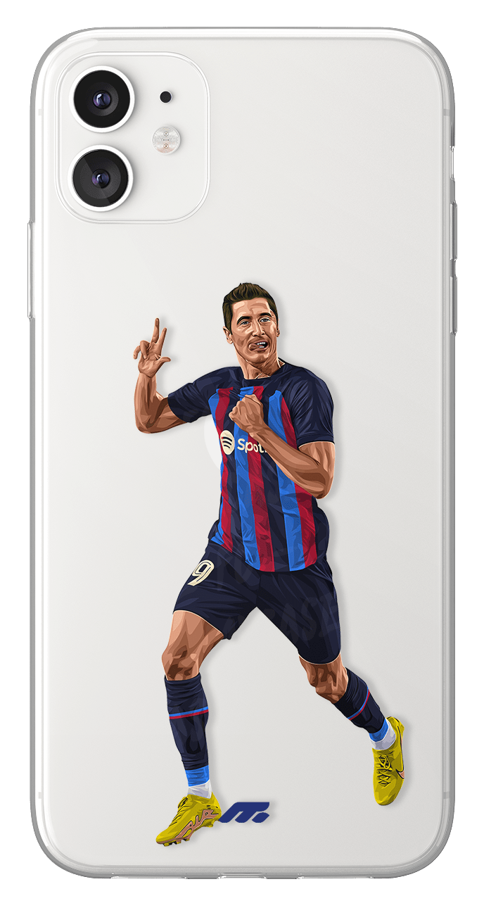 Coque de Robert Lewandowski avec FC Barcelona, Etui de téléphone de Football