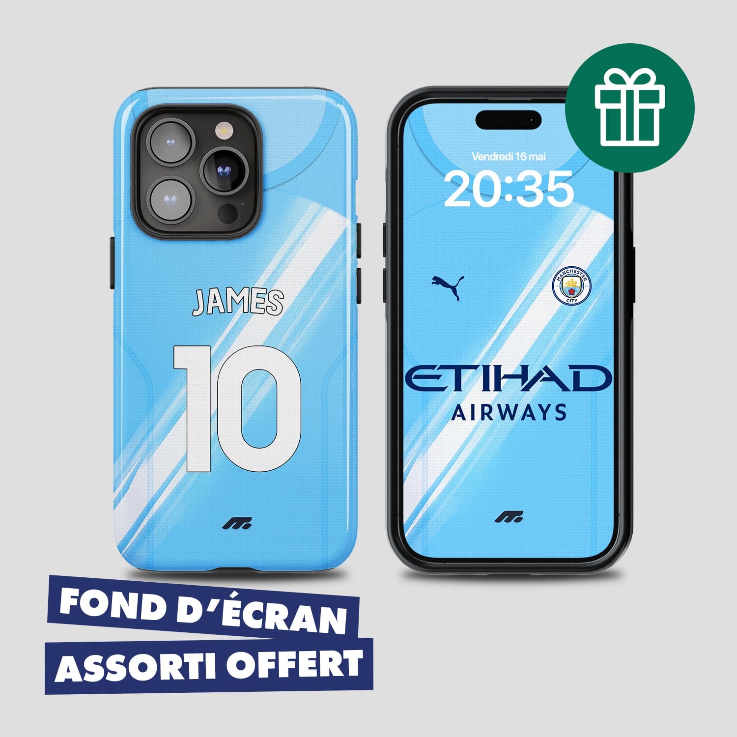 Coque Manchester City football personnalisable pour téléphone 